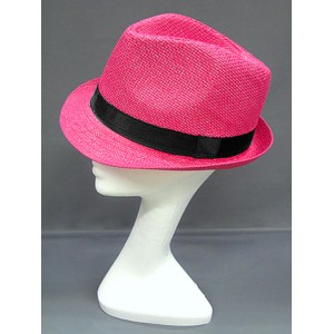 Fedora Straw Hat – 12 PCS Fuchsia - HT-1188FS